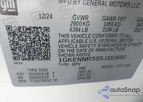 2025 GMC Acadia Awd Elevation from USA, damaged, VIN 1GKENNRS0SJ163693
